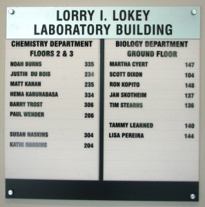 Multilayer acrylic lobby directory - Stanford Chem Dept.