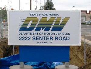 DMV Monument During Installation - New Office in San Jose