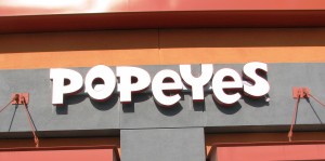 LED illuminated channel letters - Popeyes, San Jose