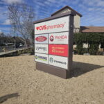 Multi-tenant monument sign with CVS Pharmacy and other businesses in San Jose, CA
