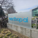 nexthop ai blue monument sign on concrete base in San Jose, CA