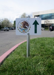 Directional Post and Panel Sign - Mexican Consulate