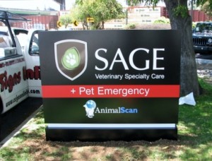 Internally Illuminated Monument Sign - Sage Veterinary