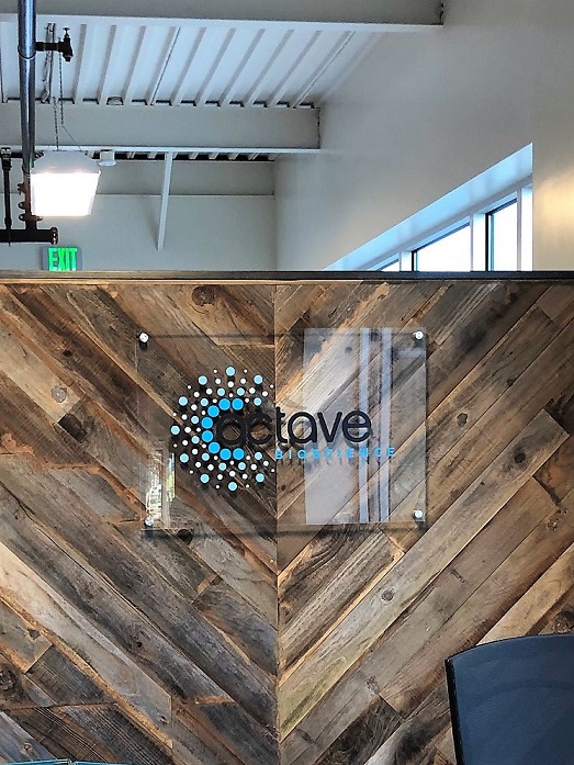 Glass Lobby Signs for Octave Made in San Jose, CA