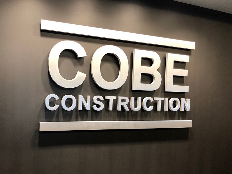 COBE Construction Lobby Signs by Signs Unlimited in San Jose, CA