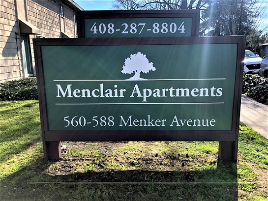 Commercial yard signs for Menclair Apartment in San Jose, CA