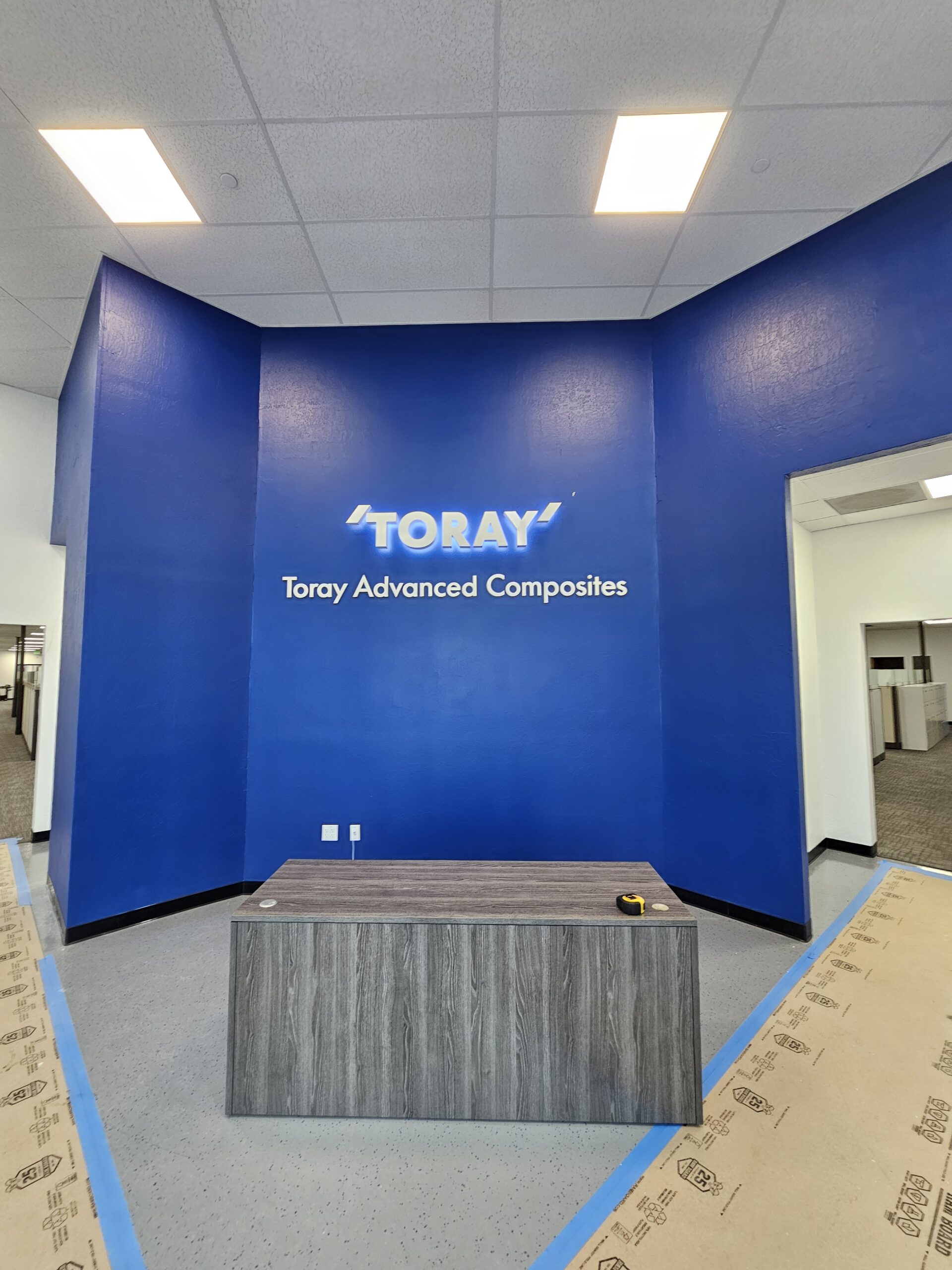 Toray Advanced Composites reception sign installation